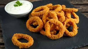 Onion rings and kebab